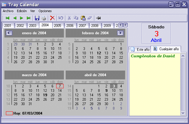 Tray Calendar